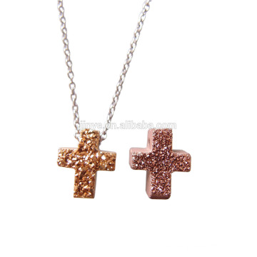 Collar Bling Mini Druzy Crystal Cross de la moda